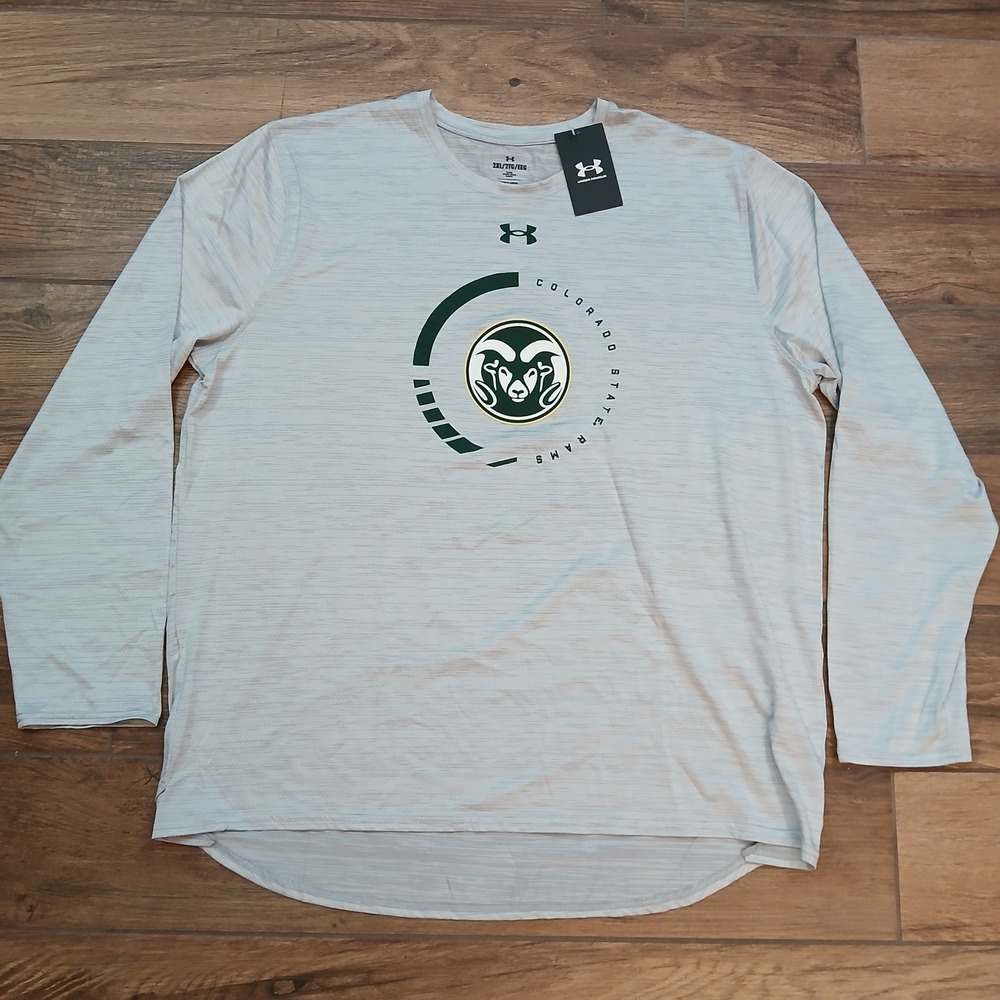 Colorado State Shirt 2XL XXL Grey Under Armour Rams Long Sleeve Athletic T-Shirt - Picture 2 of 9